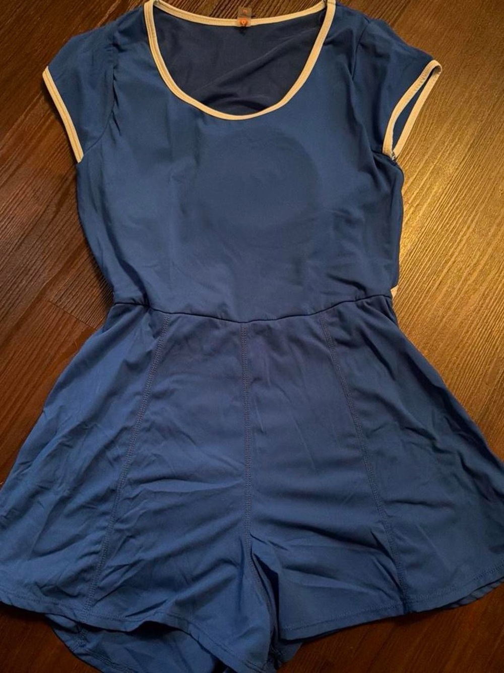 Mono B Navy One-Piece Romper with Cream Trim